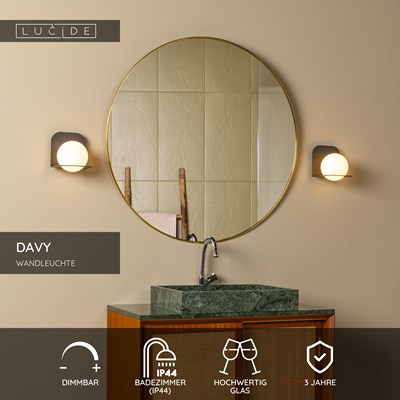 Lucide DAVY - Wandleuchte Badezimmer - 1xG9 - IP44 - Schwarz